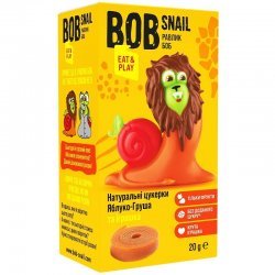 Цукерки фруктові Bob Snail яблучно-грушеві без цукру з іграшкою 20г,  Bob Snail, Батончики, пастила і чурчхела