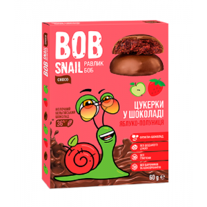 Конфеты фруктовые Bob Snail яблочно-клубничные в шоколаде без сахара 60г