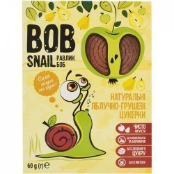 Цукерки фруктові Bob Snail яблучно-грушеві без цукру 60г,  Bob Snail, Кондитерські вироби