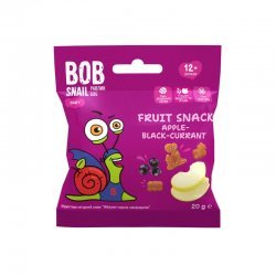 Снеки фруктовые Bob Snail яблоко-черная смородина без сахара 20г,  Bob Snail, Кондитерские изделия