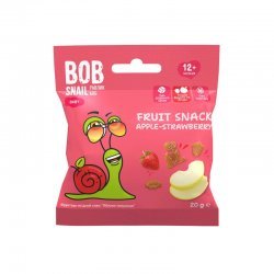 Снеки фруктовые Bob Snail яблоко-клубника без сахара 20г,  Bob Snail, Кондитерские изделия