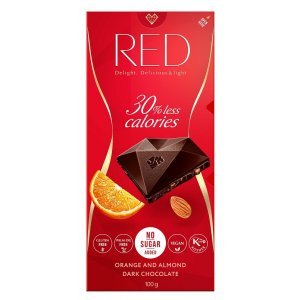 Шоколад Red Delight темный с апельсином и миндалем DIA 100г