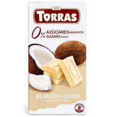 Шоколад Torras білий з кокосом DIA 75г