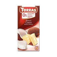 Шоколад Torras білий з кокосом DIA  75г