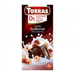 Шоколад Torras молочний з фундуком DIA 75г,  Torras, Шоколад