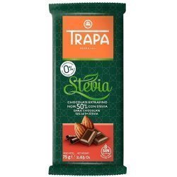 Шоколад Trapa темний 50% зі стевією 75г,  Trapa, Кондитерські вироби