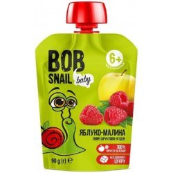 Пюре фруктове Bob Snail яблуко-малина без цукру 90г,  Bob Snail, Пюре фруктове, смузі